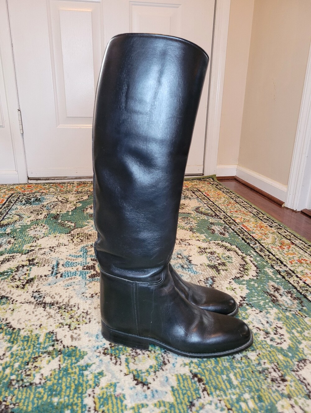 Vintage Windsor Knee High Black Equestrian Dressage Riding Boots, Size 7.5 Women